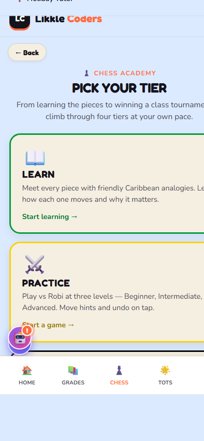 Chess Academy screen